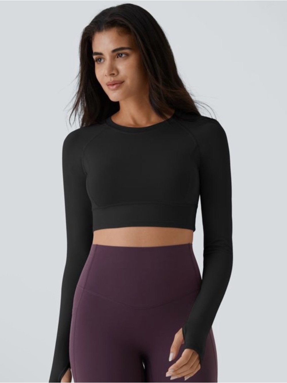 HALARA Solid Thumb Hole Cropped Yoga crop top sport